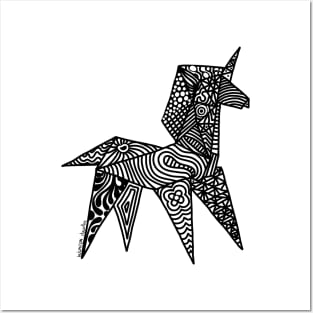 Unicorn Origami Illustration Posters and Art